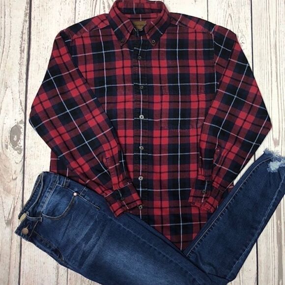 St. Johns Bay Plaid Button Up Shirt - Picture 1 of 4